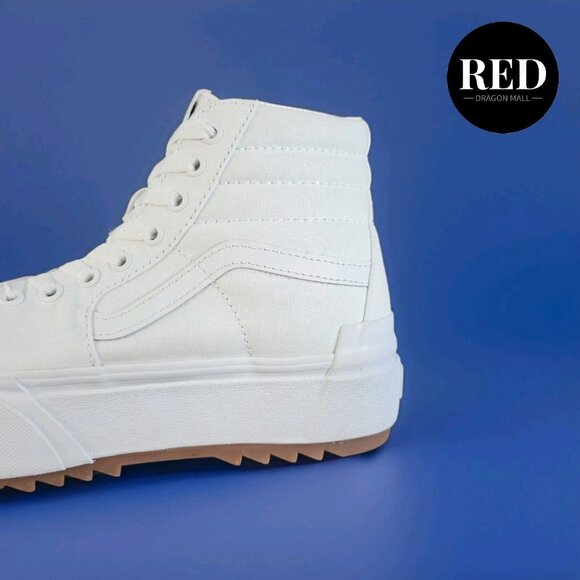 Vans Sk8-Hi Stacked White Canvas Platform Casual Sneakers - Women's 9  Men's 7.5 - Picture 14 of 14